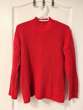 REVOLVE Women's Sweater Knit XS Boho Chic cottage coastal red